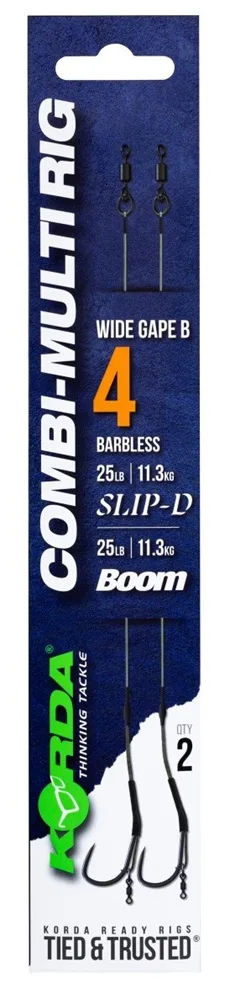 Korda návazec combi multi rig wide gape b 25 lb 2 ks - velikost háčku 4