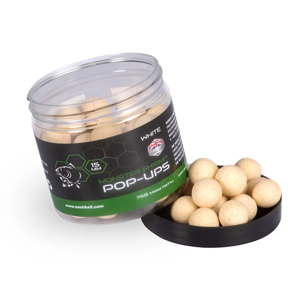 Nash Plovoucí Boilie Monster Shrimp Pop Ups 75g - 12mm White