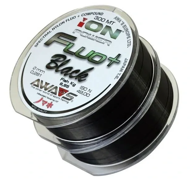AWAS Vlasec Ion Power Fluo+ Black 2x300m Nosnost: 10,97kg, Průměr: 0,286mm
