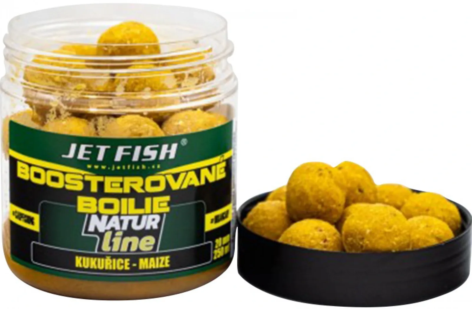 Jet Fish Boosterované Boilie Natur Line Kukuřice 250ml 20mm Průměr: 20mm