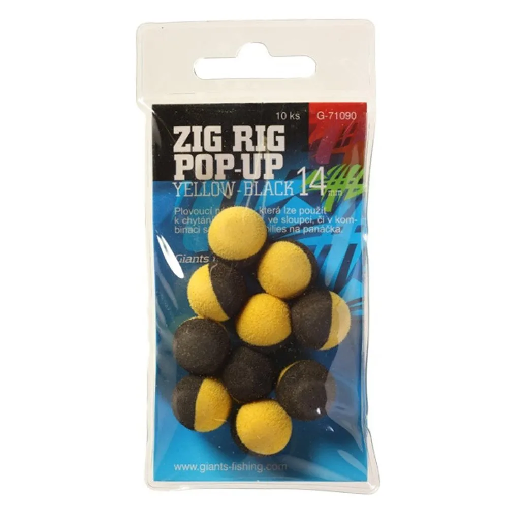 Giants Fishing Pěnové plovoucí boilie Zig Rig Pop-Up 14mm - yelow / black 10ks