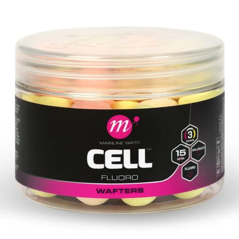Mainline balanced boilie fluoro wafters pink yellow white 15 mm - cell