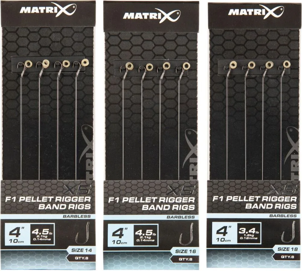 Matrix návazec x5 f1 pellet rigger band rigs 10 cm - velikost háčku 16