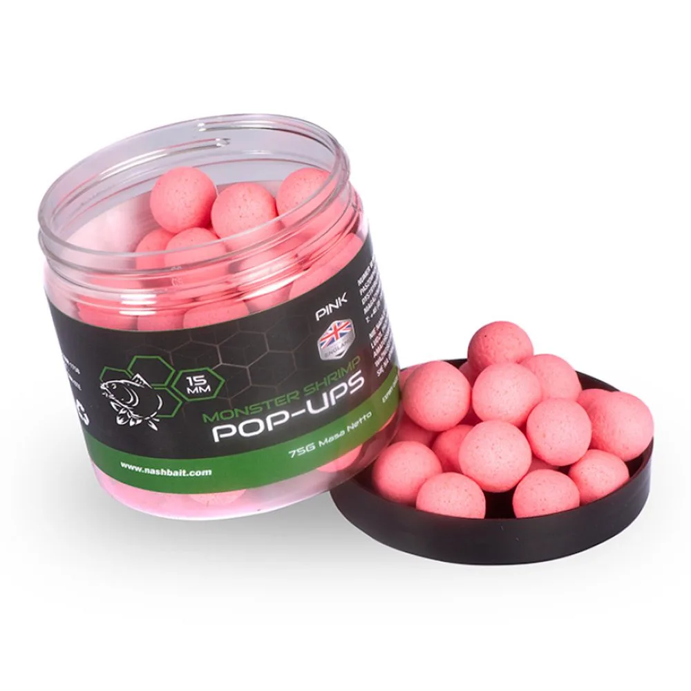 Nash Plovoucí Boilie Monster Shrimp Pop Ups 75g - 15mm Pink