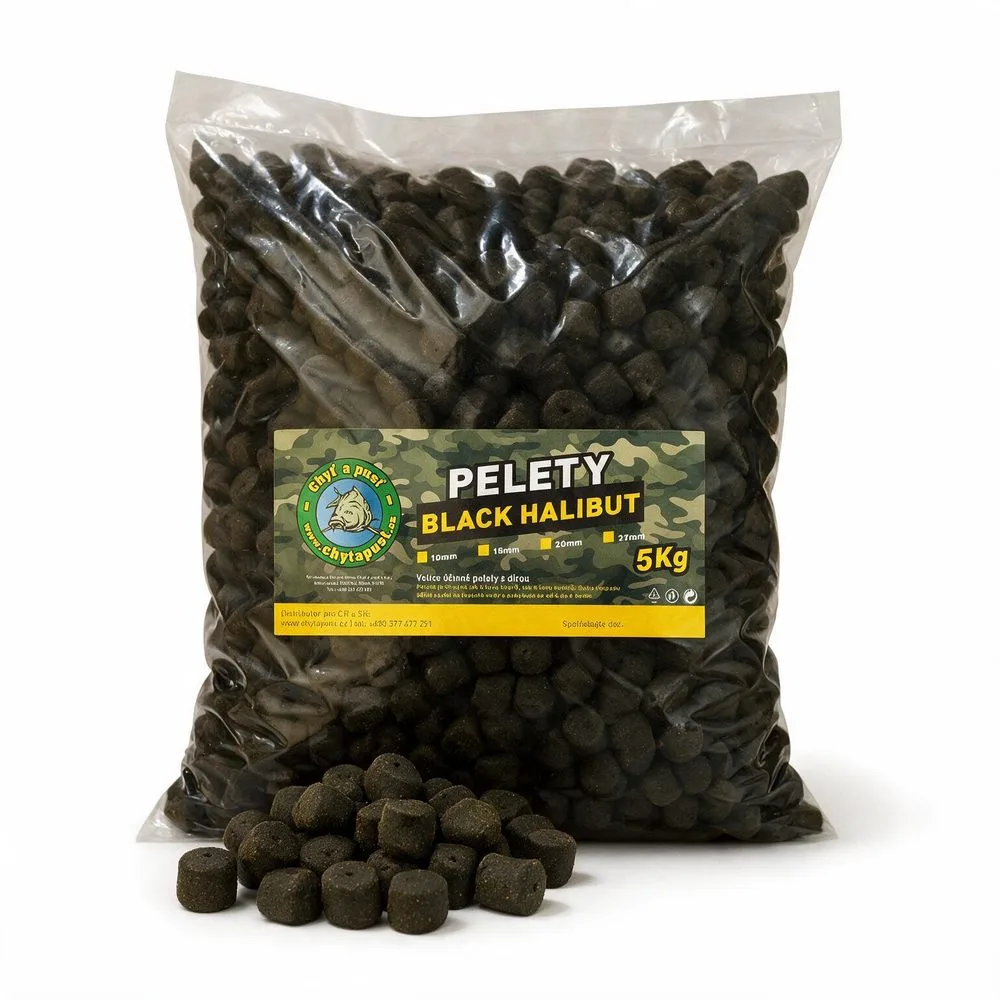 Chyť a pusť Pelety BLACK halibut 5kg - 15mm