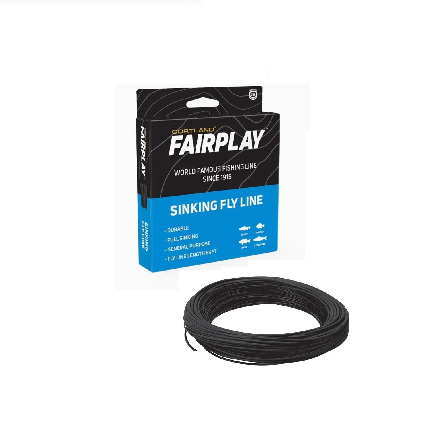 Cortland Muškařská Šňůra FairPlay Sinking TYPE 2 Black Fresh Salt WF 84ft Aftma: #8