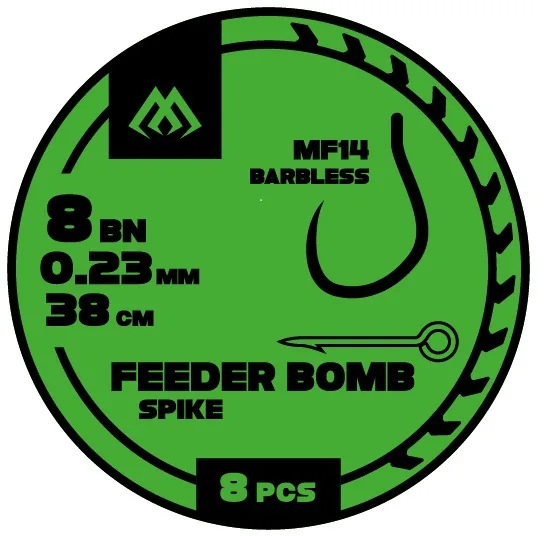Mikado návazec mf14 feeder bomb s trnem 8 ks 38 cm - 0,20 mm velikost háčku 10
