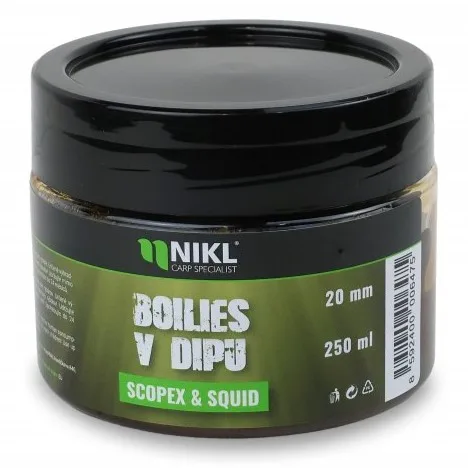 Nikl boilies v dipu scopex & squid 250 g - 24 mm
