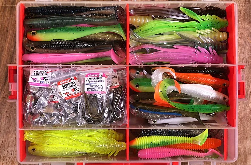 Redbass gumová nástraha zvýhodněná sada candát štika čeburaška 2024 116 ks