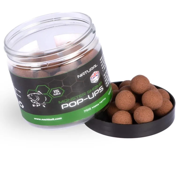 Nash Plovoucí Boilie Monster Shrimp Pop Ups 75g - 20mm Natural