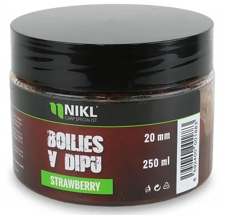 Nikl boilies v dipu strawberry 250 g - 24 mm