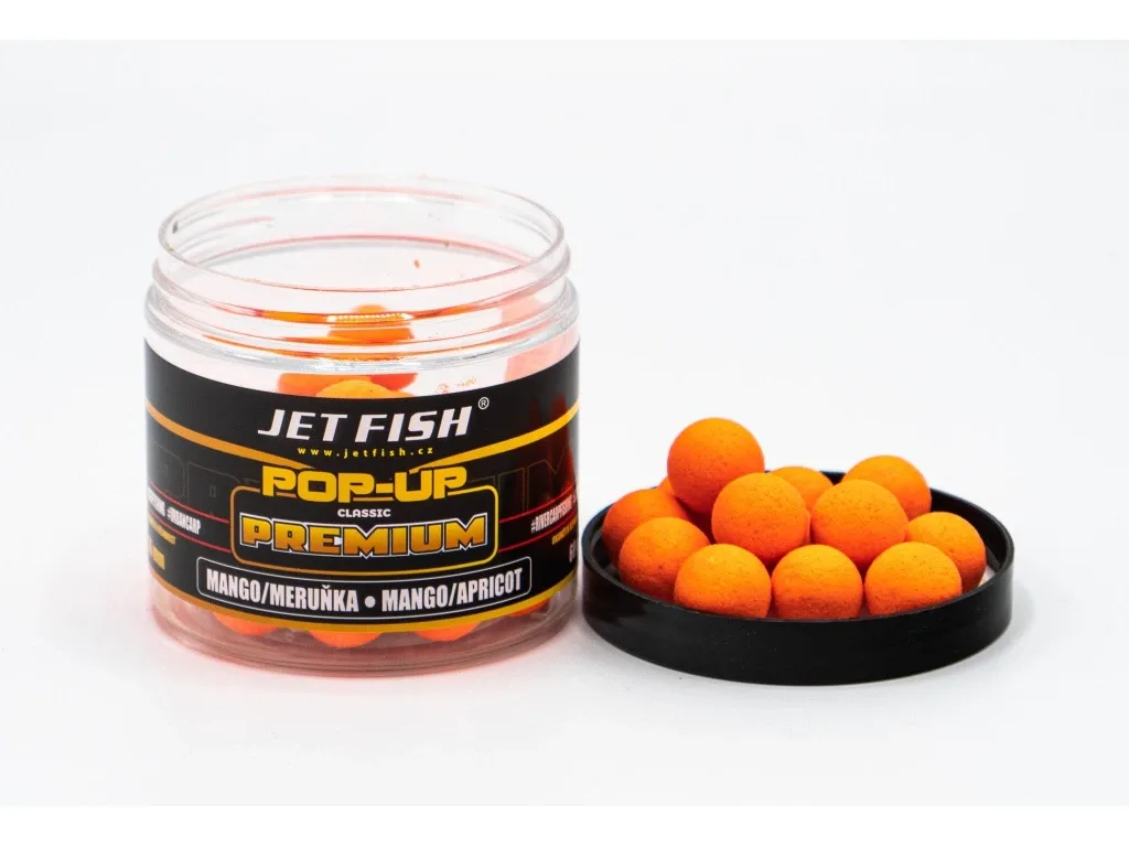 Jet Fish Plovoucí Boilies Premium Classic Pop Up Mango Meruňka Hmotnost: 60g, Průměr: 16mm