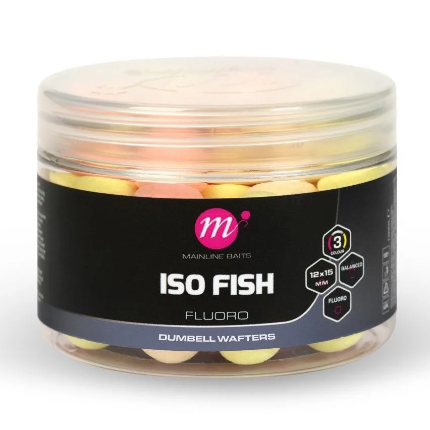 Mainline balanced boilie fluoro dumbell wafters pink yellow white 12x15 mm - iso fish