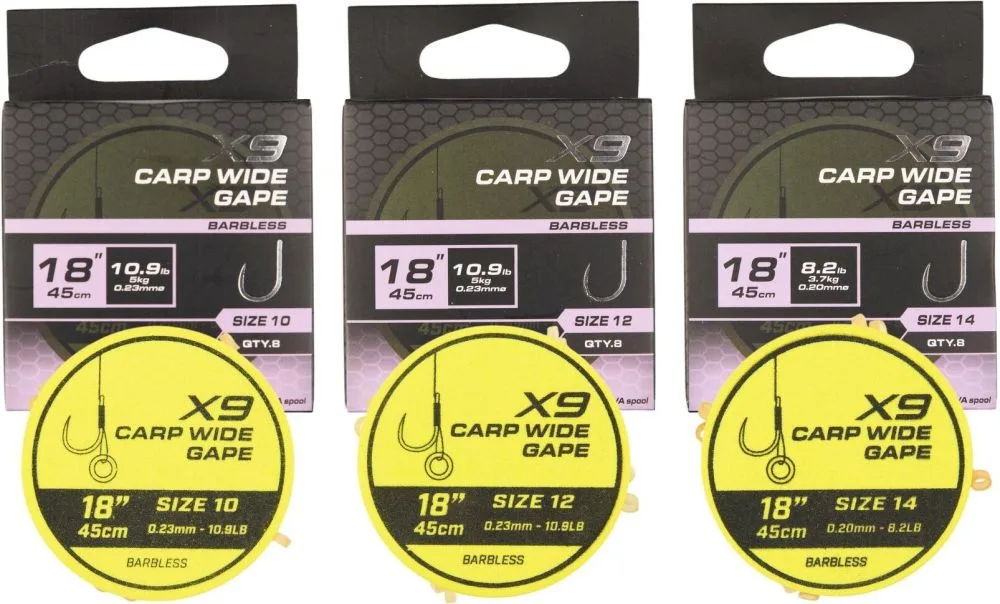 Matrix návazec x9 carp wide gape band rigs 45 cm - velikost háčku 10