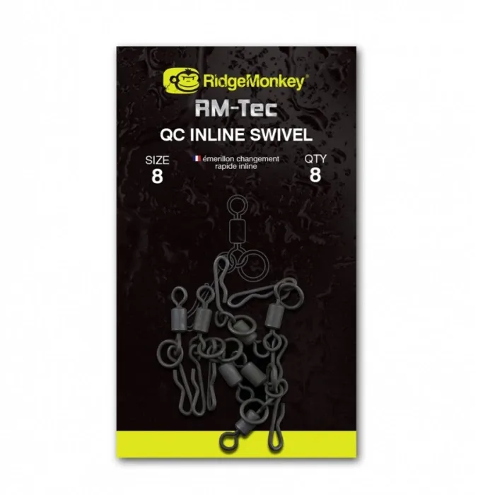 RidgeMonkey Obratlík RM-Tec Quick Change Inline Swivel Velikost 8 8ks