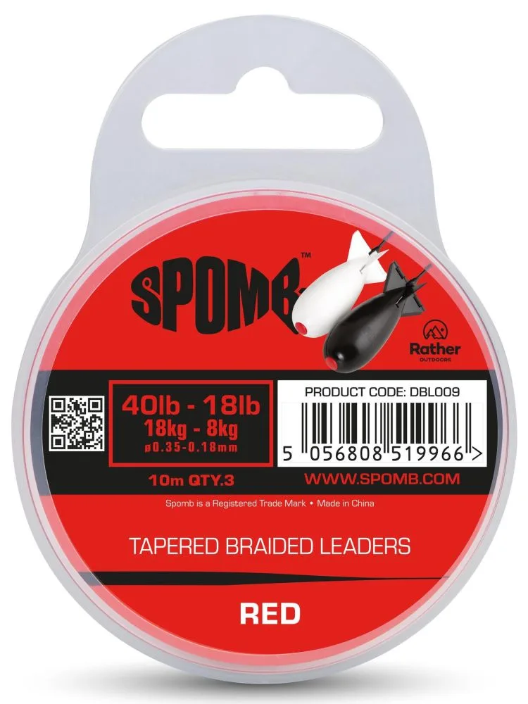 Spomb splétaná šňůra tapered braided leaders 0,18-0,35 mm 3x10 m - red