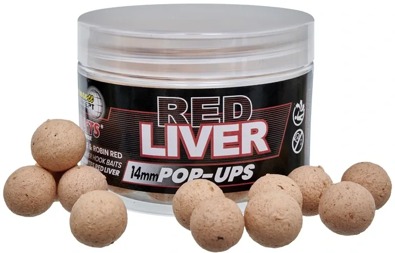 Starbaits Plovoucí Boilies POP UP Red Liver Hmotnost: 50g, Průměr: 14mm