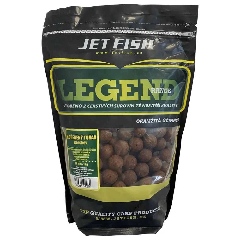 Jet Fish Boilie Legend Range Kořeněný Tuňák Broskev Hmotnost: 1kg, Průměr: 20mm