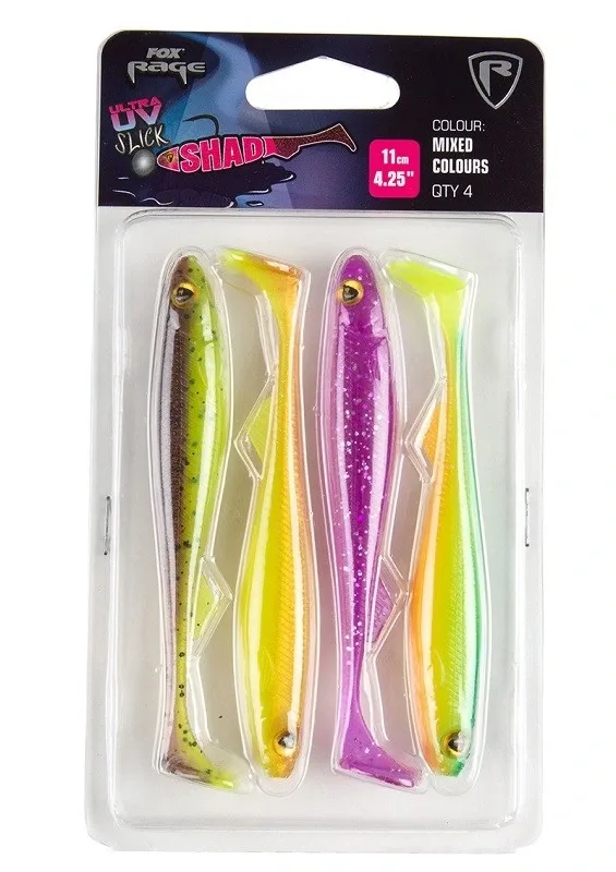 Fox Rage Gumová Nástraha Slick Shad UV Mixed Colour Packs Délka: 9cm, Počet kusů: 5ks