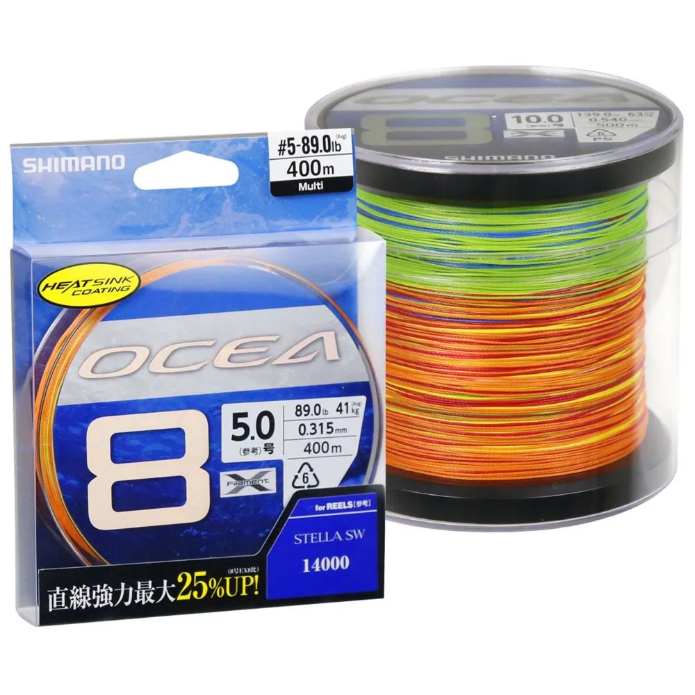 Shimano splétaná šňůra ocea braid multi 400 m - 0,42 mm 62 kg 137 lb pe8