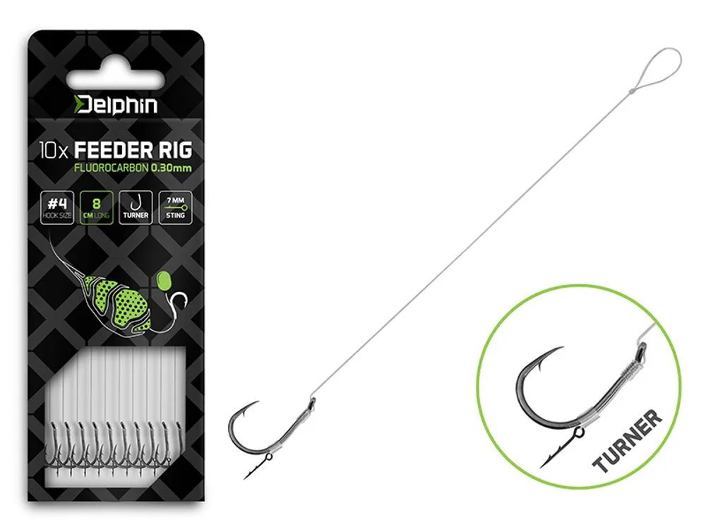 Delphin Feederový návazec Fluoro Sting - Turner 10ks - 8cm/0,30mm/Turner #4