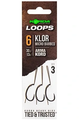 Korda Hotové Montáže Loop Rigs Klor 30lb Nosnost: 30lb, Velikost háčku: #6