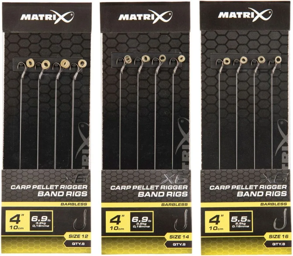 Matrix návazec x6 carp pellet rigger band rigs 10 cm - velikost háčku 16
