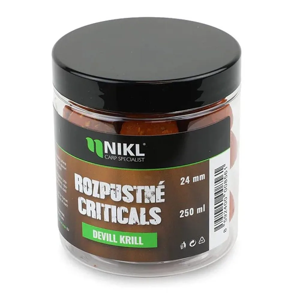 Nikl Rozpustné Criticals boilie Devill Krill 250ml - 18mm – Karel Nikl