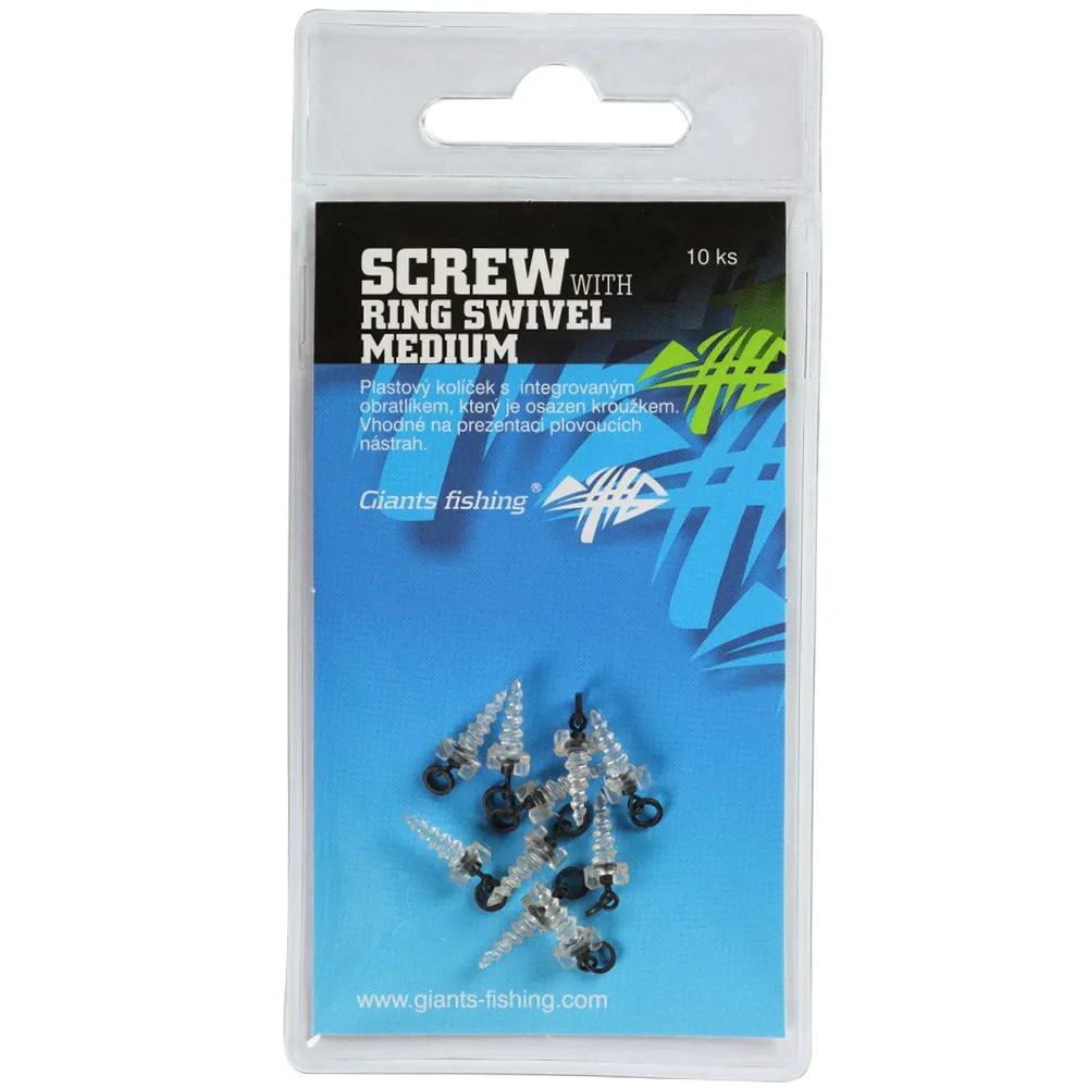 Giants Fishing Kolíček s Obratlíkem a Kroužkem Screw With Ring Swivel Medium 10ks