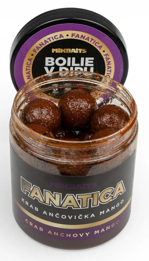 Mikbaits boilie v dipu fanatica krab ančovička mango 250 ml - 16 mm