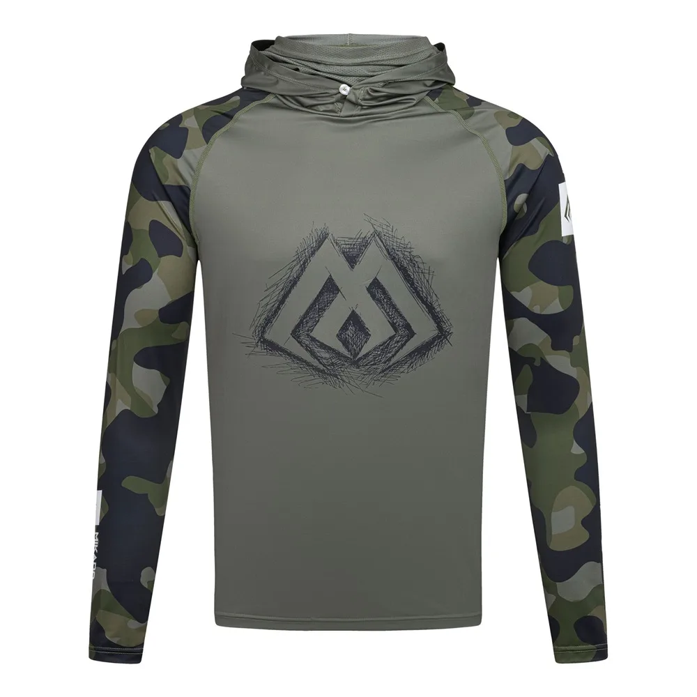 Mikado tričko s kapucí green camo - s