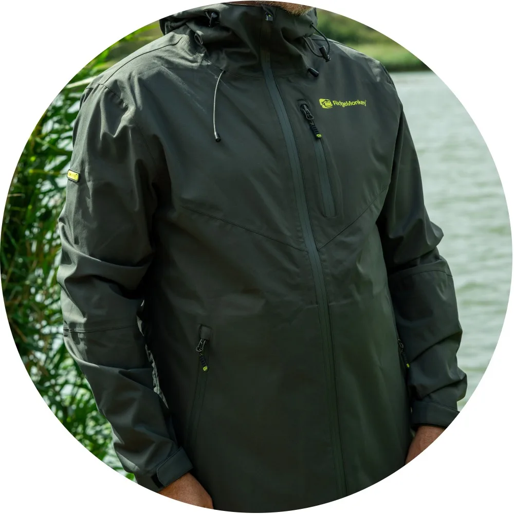 Ridgemonkey bunda apearel thermapro waterproof shell coat green - l