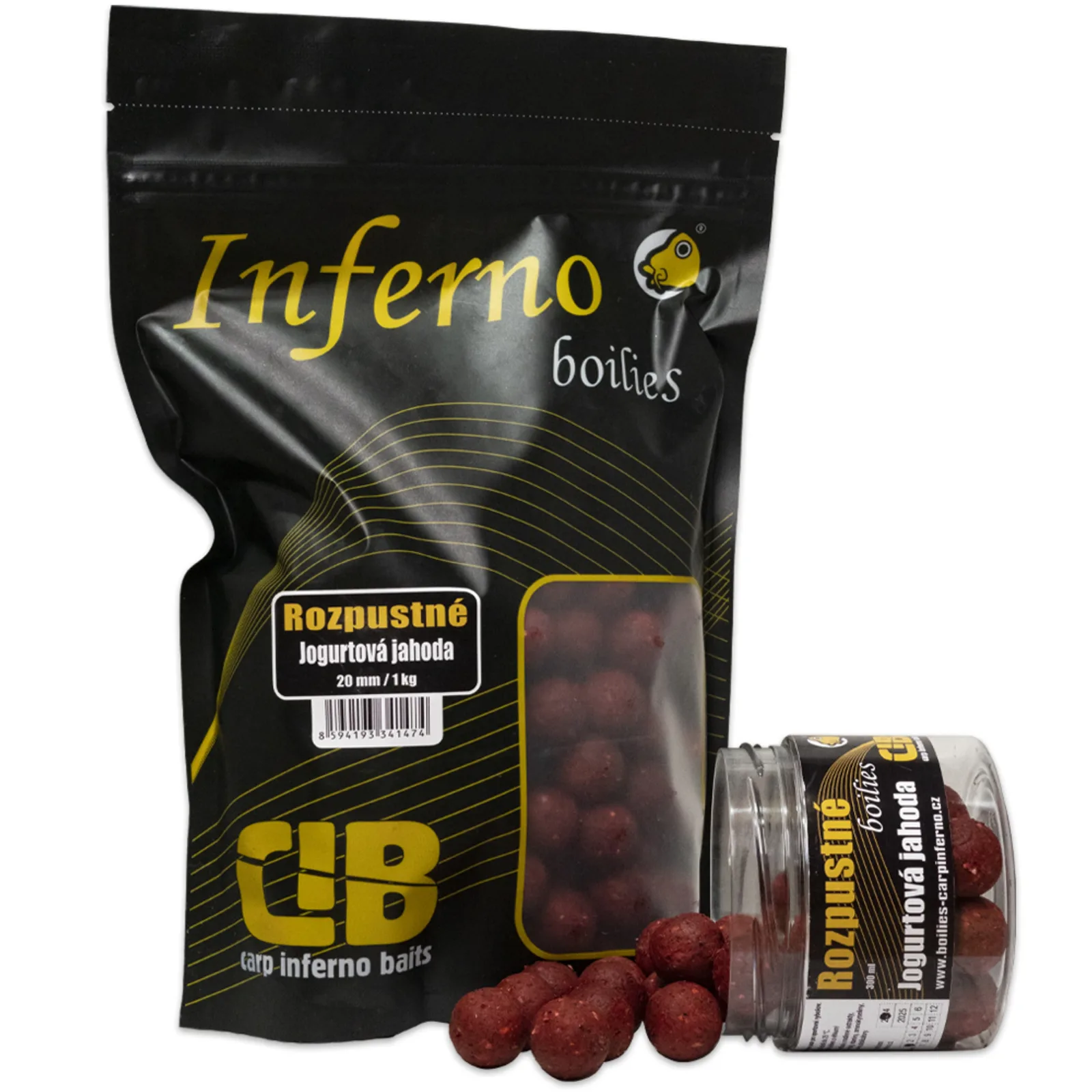 Carp Inferno Rozpustné Boilies Nutra Line Jogurtová Jahoda Hmotnost: 1kg, Průměr: 20mm