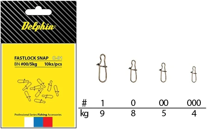 Delphin Karabinka Fastlock Snap C-01 10ks Nosnost: 9kg, Velikost: 1