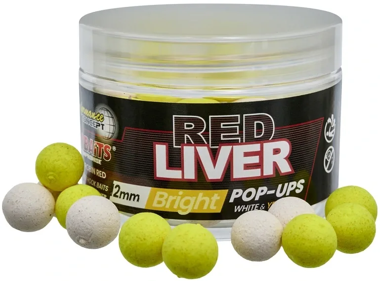 Starbaits Plovoucí Boilies POP UP Bright Red Liver Hmotnost: 50g, Průměr: 14mm