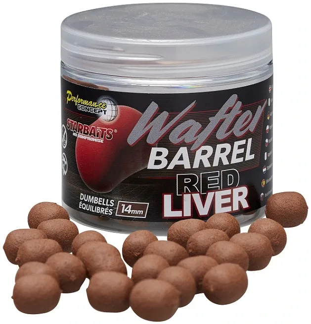Starbaits Neutrálně Vyvážená Nástraha Red Liver Wafter Hmotnost: 70g, Průměr: 14mm