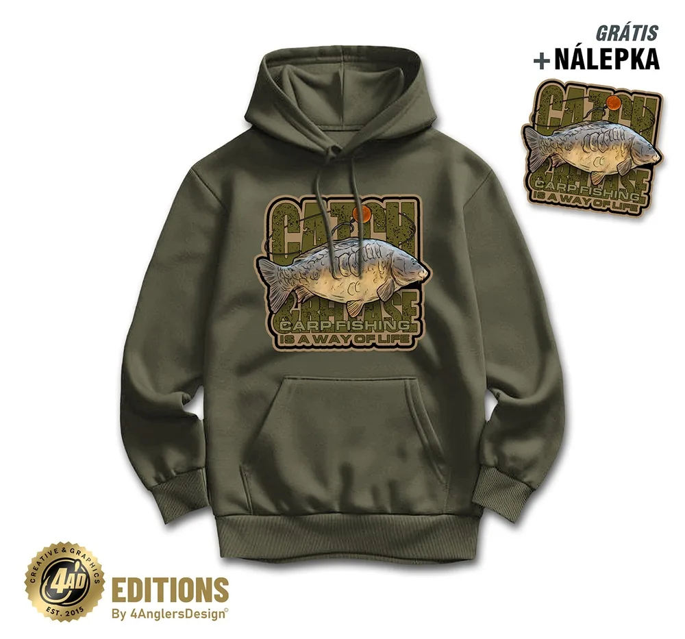 4anglersdesign mikina catch and release is a way of life - m