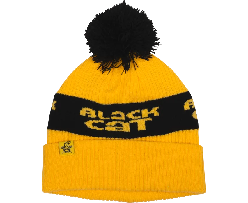 Black cat čepice yellow bobble hat