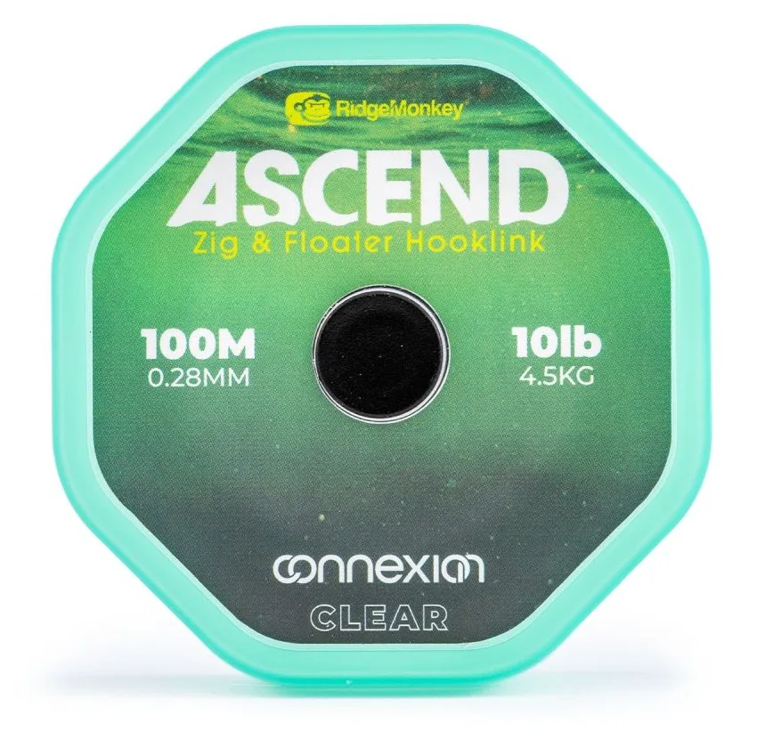 Ridgemonkey vlasec ascend zig & floater hooklink 100m clear 0,28 mm 10 lb