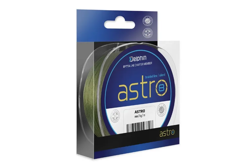 Delphin Splétaná Šňůra ASTRO 8 Délka: 300m, Nosnost: 10,6lbs, Průměr: 0,08mm