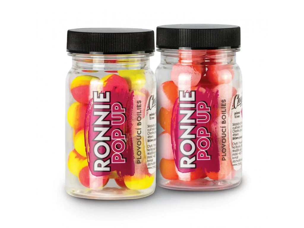 Chytil Plovoucí Boilie Ronnie Pop up 35g Hmotnost: 35g, Průměr: 15mm, Příchuť: Jahoda / Chilli