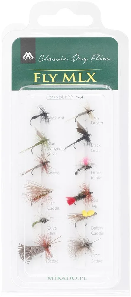 Mikado Sada suchých mušek Dry Flies Barbless 12ks