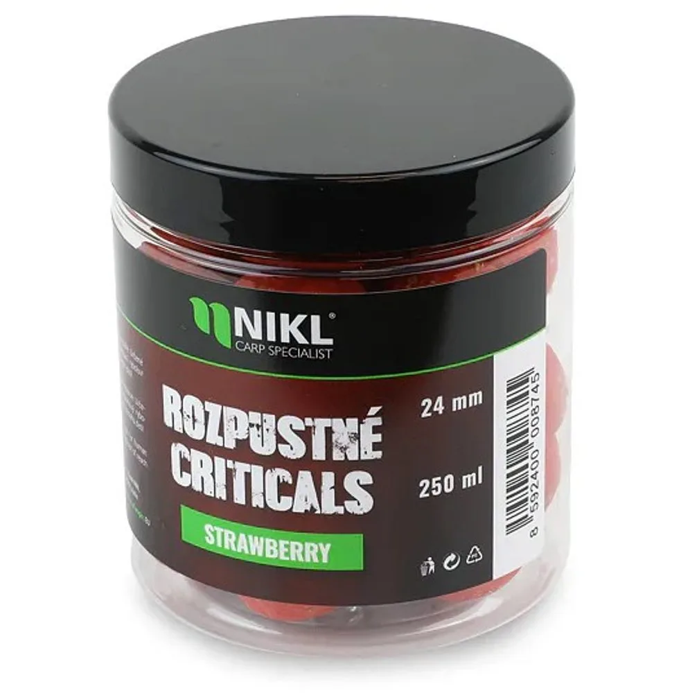 Nikl Rozpustné Criticals boilie Strawberry 250ml - 18mm – Karel Nikl