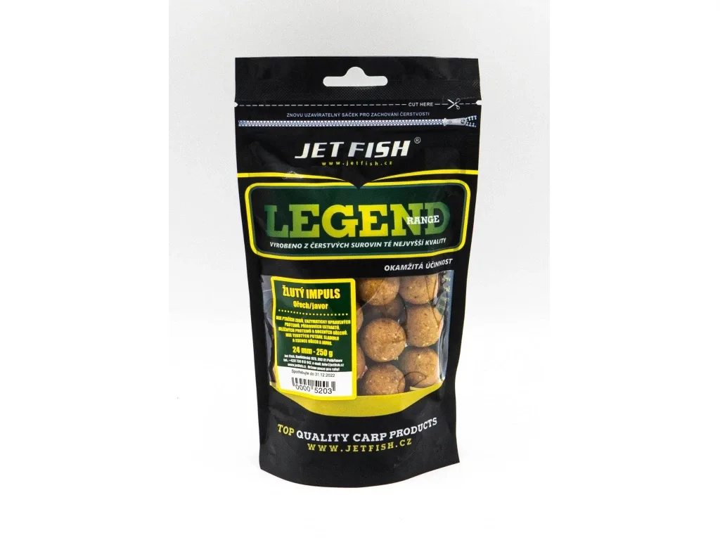 Jet Fish Boilie Legend Range Žlutý Impuls Ořech Javor Hmotnost: 1kg, Průměr: 24mm