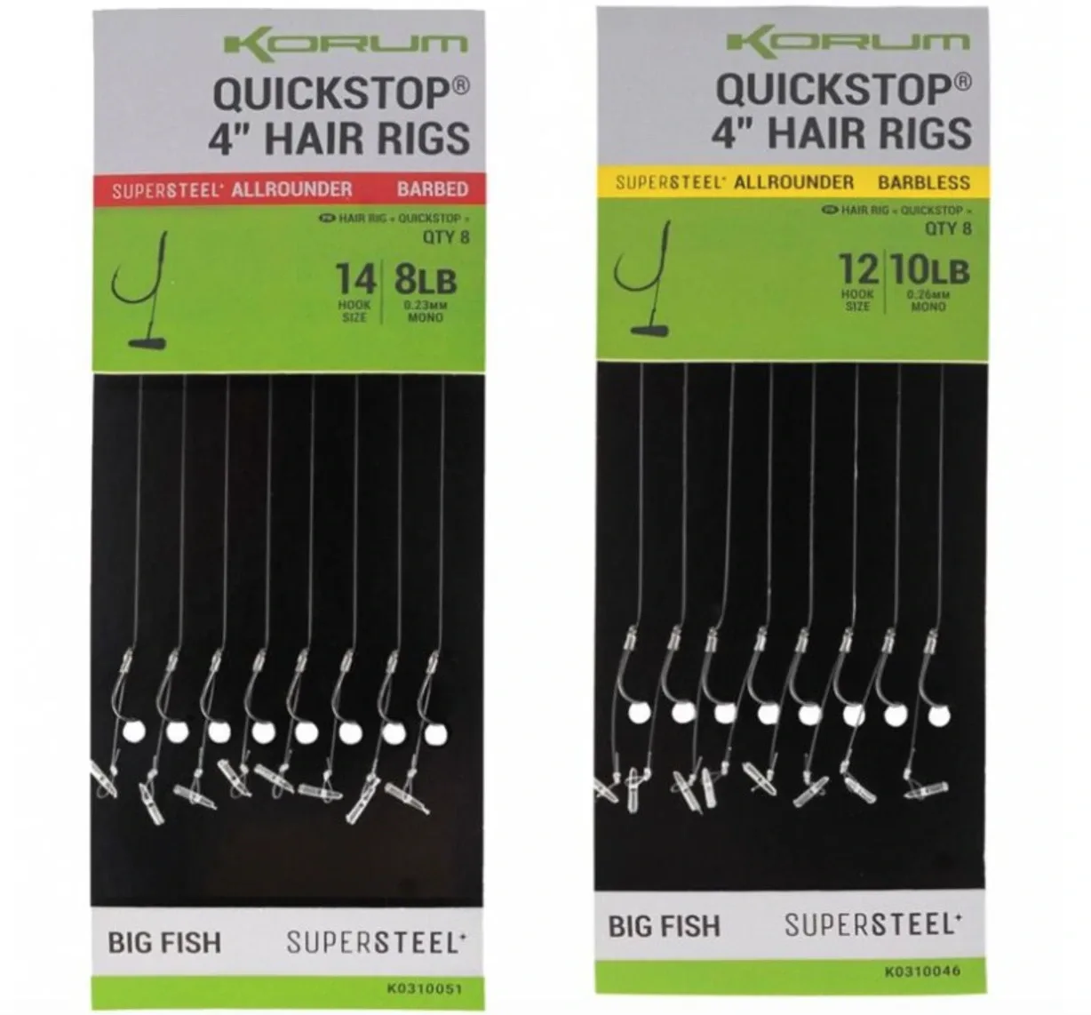 Korum Hotový návazec Big Fish Quickstops Hair Rigs Barbed 10 cm 8ks Velikost háčku: #8