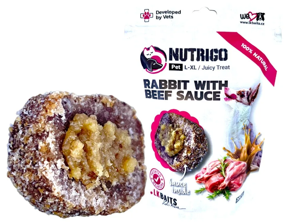 LK Baits Pet Pamlsek Nutrigo Dog Králík s hovězí omáčkou - L-XL 200g – LK Baits PETs