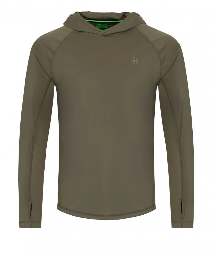 Korda UV triko UPF Hooded Top Dark Khaki - 4XL