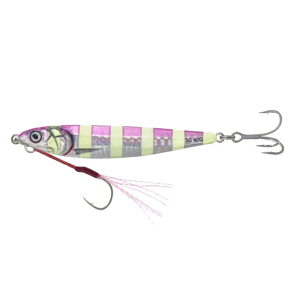 Savage gear pilker 3d anchovy jig pink zebra glow - 7 cm 20 g