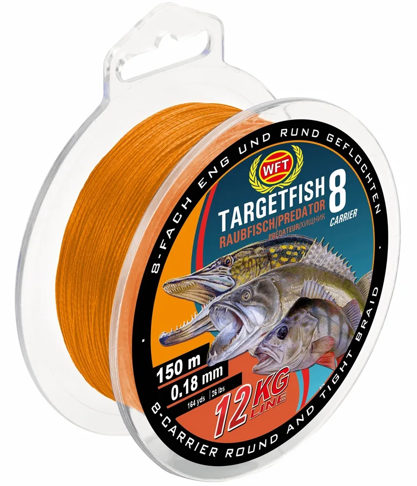 Wft splétaná šňůra tf8 raubfisch predator oranžová 150 m - 0,10 mm 7 kg