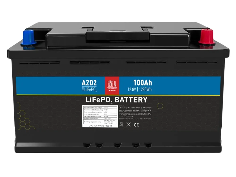A2d2 baterie lifepo4 12,8 v 100ah f15 self-heat car battery case rept cells